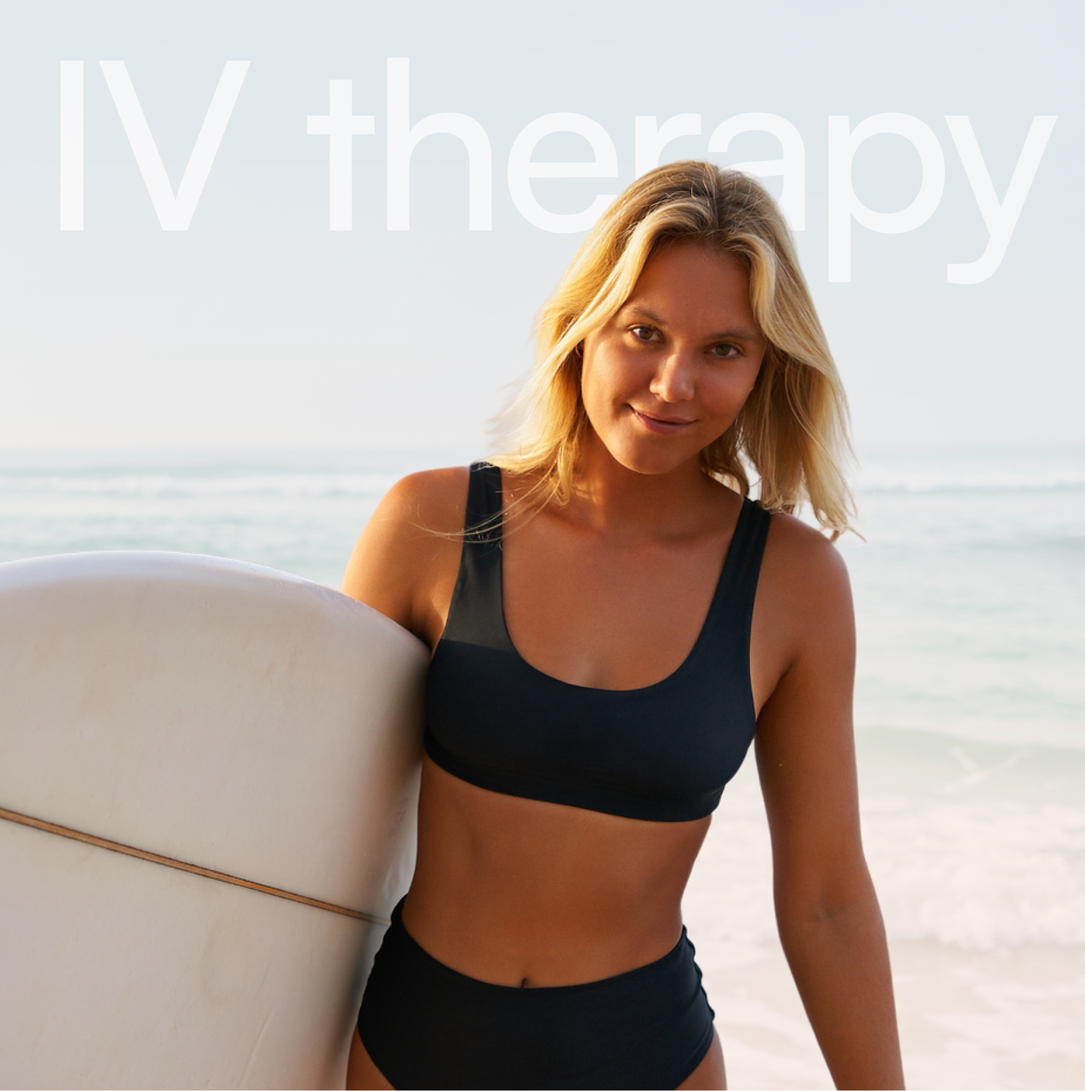 Surfer girl who is feeling the benefits from IV therapy