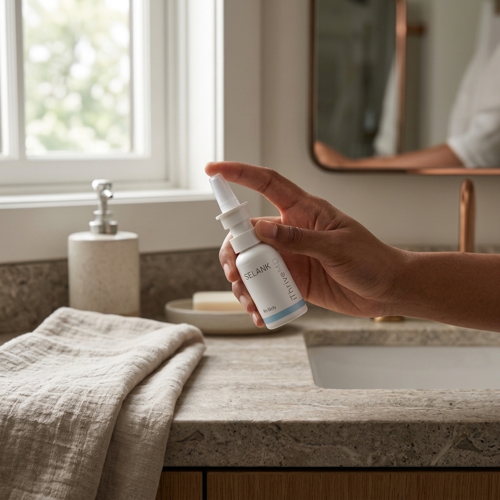 holding selank nasal spray bottle